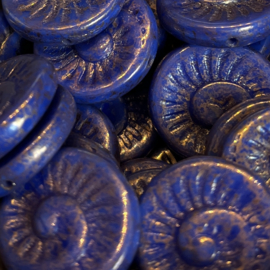 Fossil shell Purple blue 18mm, 4 stuks