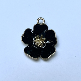 Bedels  metaal Flower Black-Goud (nikkelvrij), 1 stuk