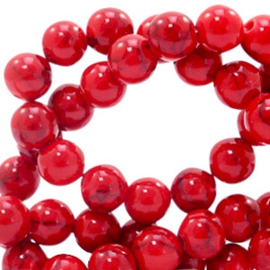 Natuursteen kralen calciet met marble look 8mm Ruby red, 10 stuks