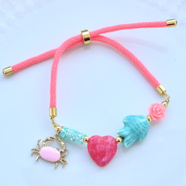 DIY geweven armbandje met 24K gold metaal, Pink