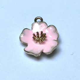 Bedels  metaal Flower Pink-Goud (nikkelvrij), 1 stuk