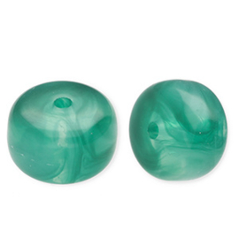 Acryl kralen disc Green-marble, per stuk