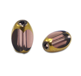 Ovale facet kraal 5x7mm Aubergine purple transparent-gold, per stuk