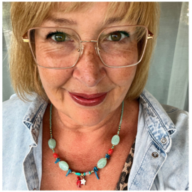 Inspiratie Turquoise-Rood ketting