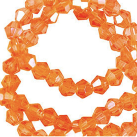 Top Facet kralen bicone 4mm Vibrant orange, c.a. 44 stuks