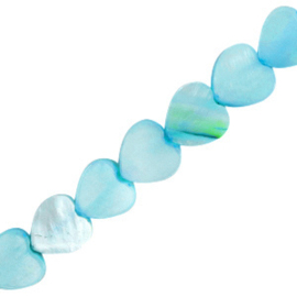 Schelpkraal 9mm Hartje Turquoise blue per stuk
