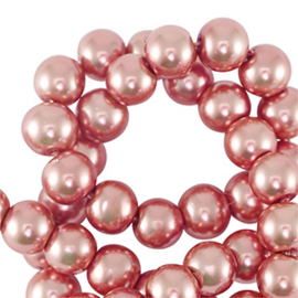 Glasparels 8mm Coral pink, per stuk