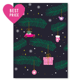 Sieraden kaartje Kerst Dark blue-pink , per stuk