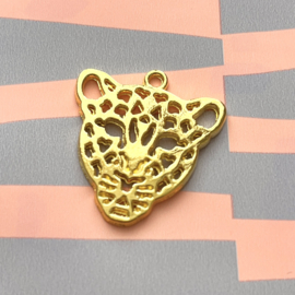 Bedels metaal Leopard head Gold (nikkelvrij), 1 stuk