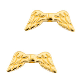 Kralen DQ metaal angel wings Goud, per stuk