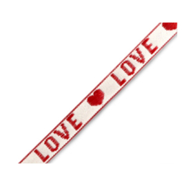 Lint met tekst "love"  White-red, 1 meter