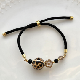 DIY geweven armbandje met 24K gold metaal, Black