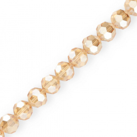 Facet kralen 14mm rond Beige-pearl shine coating, per stuk