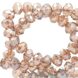 Top facet kraal 4x3mm Champagne beige-pearl shine coating, 110-115 st.