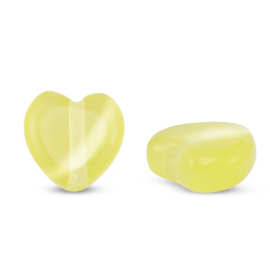 Glaskralen Cat's eye hart Yellow, 1 stuk