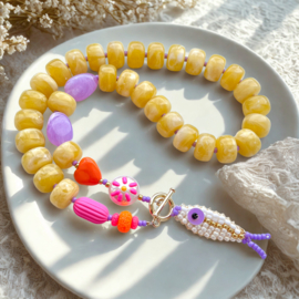 DIY pakket statement ketting + optie kralenvisje White-Columbine