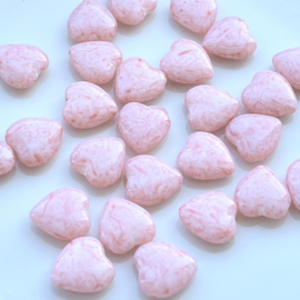 Heart beads 15x16mm Soft Pink, 4 stuks