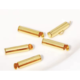 Buisjes voor Miyuki armbanden - 18K gold plated 9mm, per 2 stuks