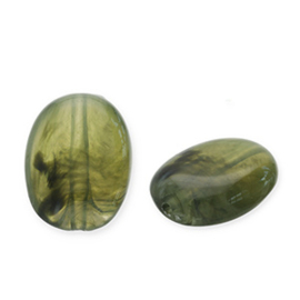 Acryl kralen ovaal Olive green, per stuk