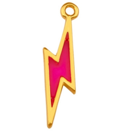 Metalen hanger bliksemschicht, verguld, geëmailleerd, 1 stuk