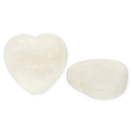 Acryl kralen hart Off white-white, per stuk