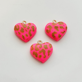 Bedels Leopard hard Neon-Pink polymeer klei, 1 stuk