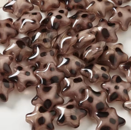 Acryl kralen Leopard print ster 20mm, per stuk