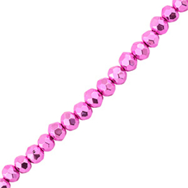 Top Facet kralen 4mm Metallic fuchsia pink, 20 stuks