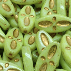 Eyed Ship Beads 20x09mm Fresh green-Gold, 8 stuks