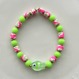 Sparkle bead acryl Neon green, per 2 stuks