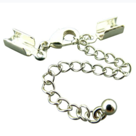 Setje leerklem 5mm-verleng-slotje 12mm Zilver