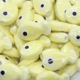 Keramiek Soft Yellow-White Fish, per stuk
