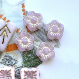 Sunset Flower Beads Pink-Gold 10mm, c.a. 14 stuks