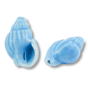 Kralen keramiek wulk Blue, per stuk
