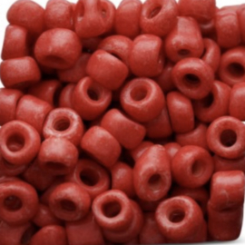 Rocailles 6/0 Koraal rood Stonelook finish, 10 gr.