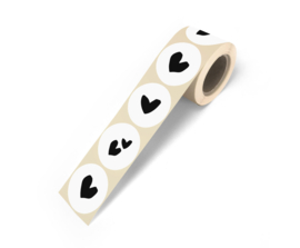 Cadeaustickers Solo Hearts met goudfolie Zwart, 10 stuks