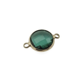 Tussenstuk glas facet 22x15 Emerald-Goud, 1 stuk