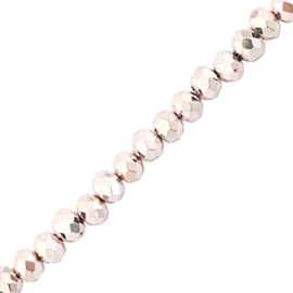 Top Facet kralen 4mm Metallic light pink, 20 stuks