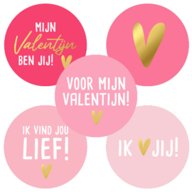 Stickers Valentijn Pink-goudfolie, 10 stuks