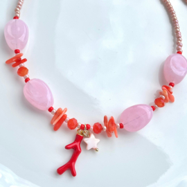 Inspiratie Rood-Roze ketting