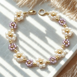 DIY Fleur armbandje Ivoor-Frost light Amethyst (Goud of Zilver), c.a. 6 armbandjes