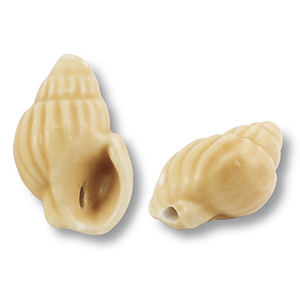 Kralen keramiek wulk Vanilla yellow, per stuk