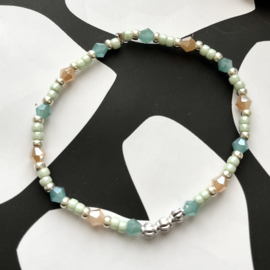 Set 3 armbandjes Beige bloem - Zilver