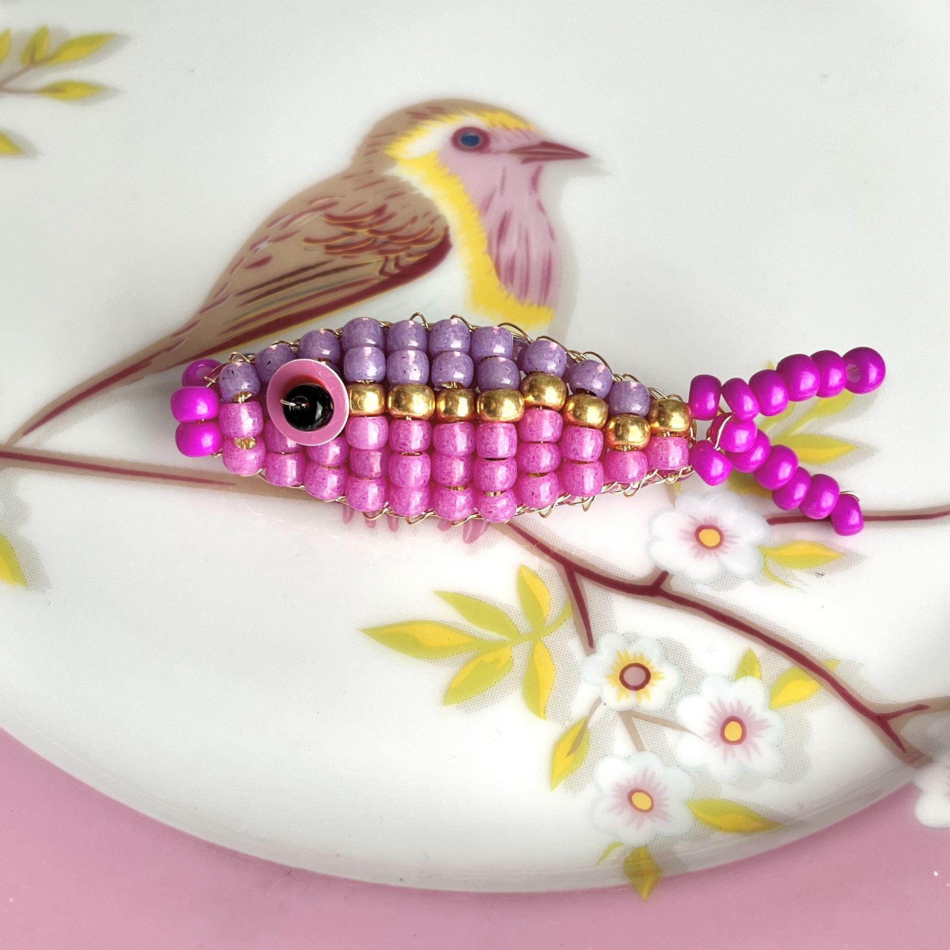 DIY pakket kralenvisje XL, Pinky incl. rol koperdraad.