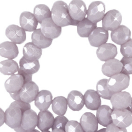 Top facet kraal 6x4mm Sweet lilac-pearl shine coating, 20 stuks
