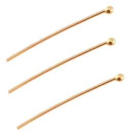 DQ metaal nietstift 50mm met bolletje Rosé goud (nikkelvrij), 10 stuks