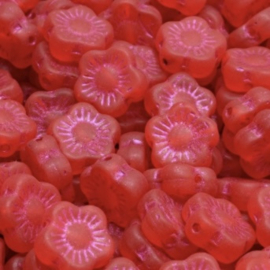 Sunset Flower Beads Red-Pink 10mm, 20 stuks