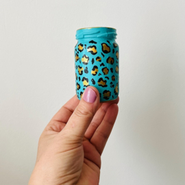 Leopard Pink vaasje Turquoise-Goud, 50x78mm