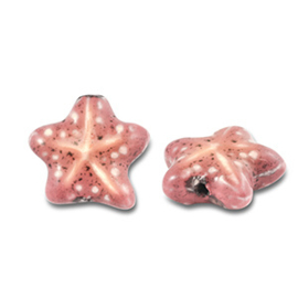 Kralen keramiek zeester Vintage pink 21.5x20mm, per stuk