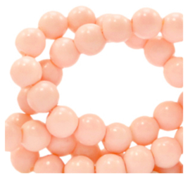 4 mm glaskralen opaque Peach blush pink, 50 stuks